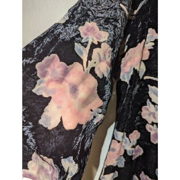 Women's Nanette Lepore Sz 8 Moody Romance Black and Pink Floral Velvet Dress - Picture 16 of 16